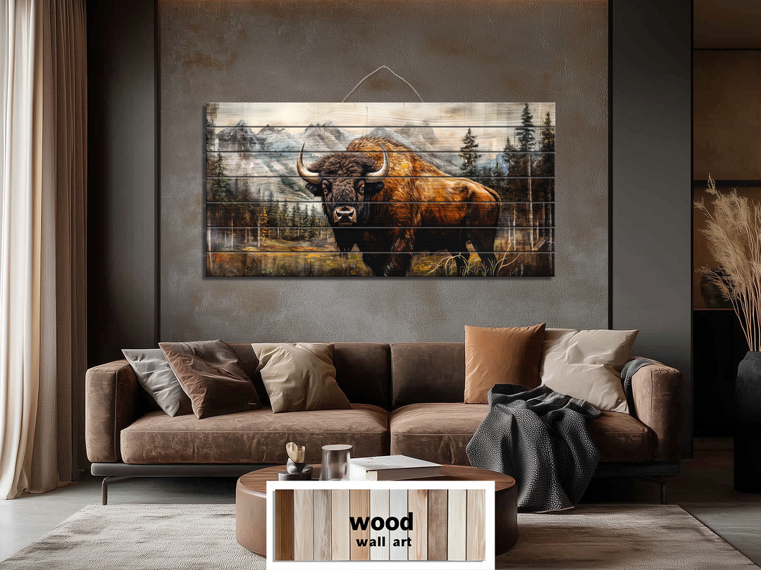 American Buffalo Distressed Wood Wall Art
