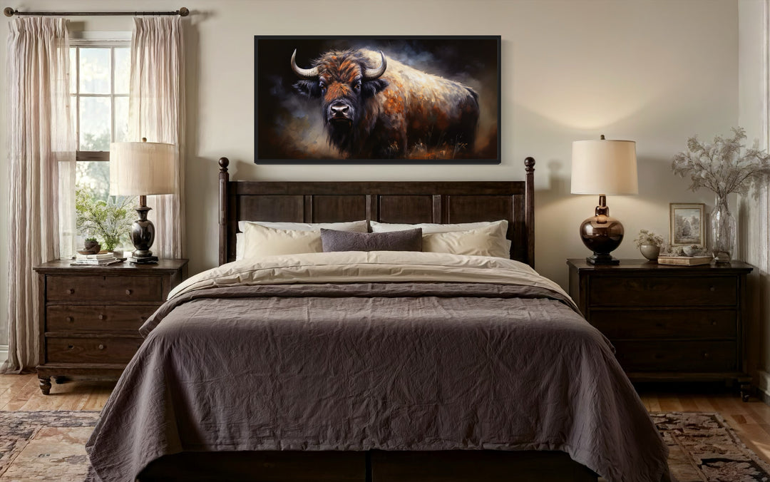 Extragroße gerahmte Leinwand-Wandkunst „American Buffalo“