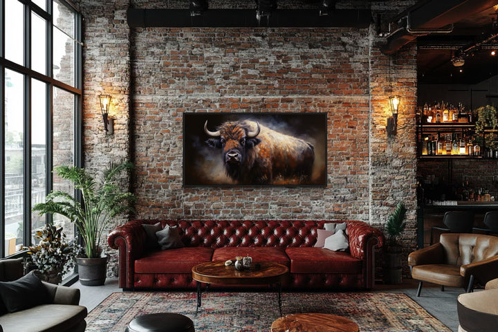 Extragroße gerahmte Leinwand-Wandkunst „American Buffalo“