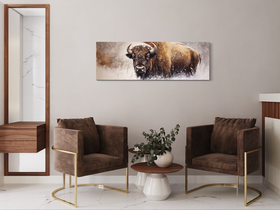 American Buffalo Long Horizontal Framed Canvas Wall Art