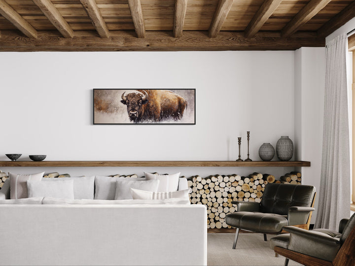 American Buffalo Long Horizontal Framed Canvas Wall Art