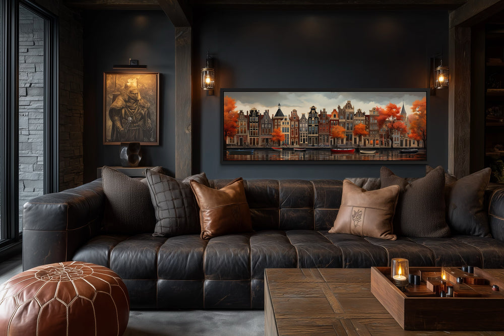 Amsterdam Canal Long Horizontal Canvas Wall Art