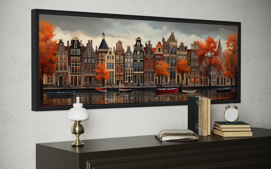 Amsterdam Canal Long Horizontal Canvas Wall Art