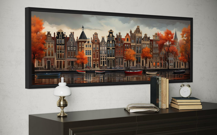 Amsterdam Canal Long Horizontal Canvas Wall Art