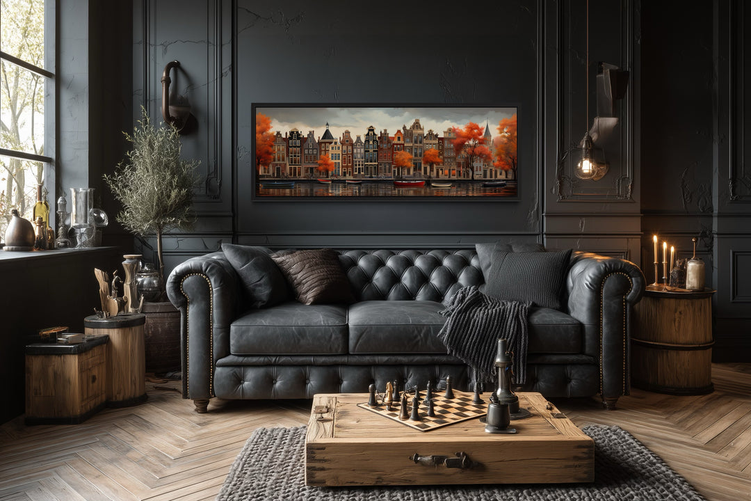 Amsterdam Canal Long Horizontal Canvas Wall Art