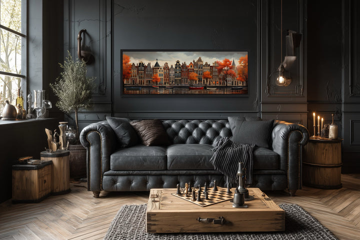 Amsterdam Canal Long Horizontal Canvas Wall Art