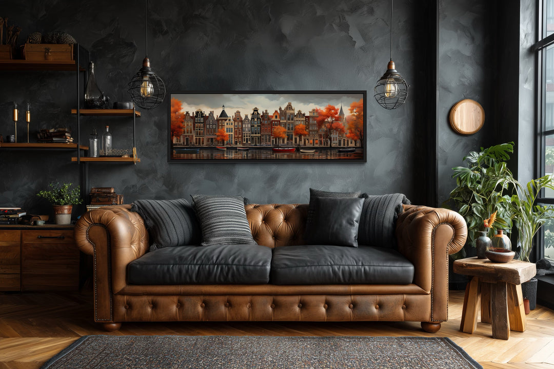 Amsterdam Canal Long Horizontal Canvas Wall Art