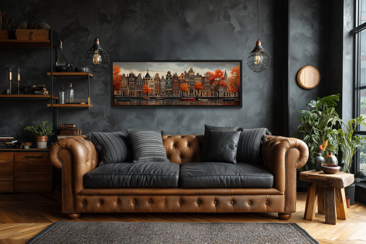 Amsterdam Canal Long Horizontal Canvas Wall Art