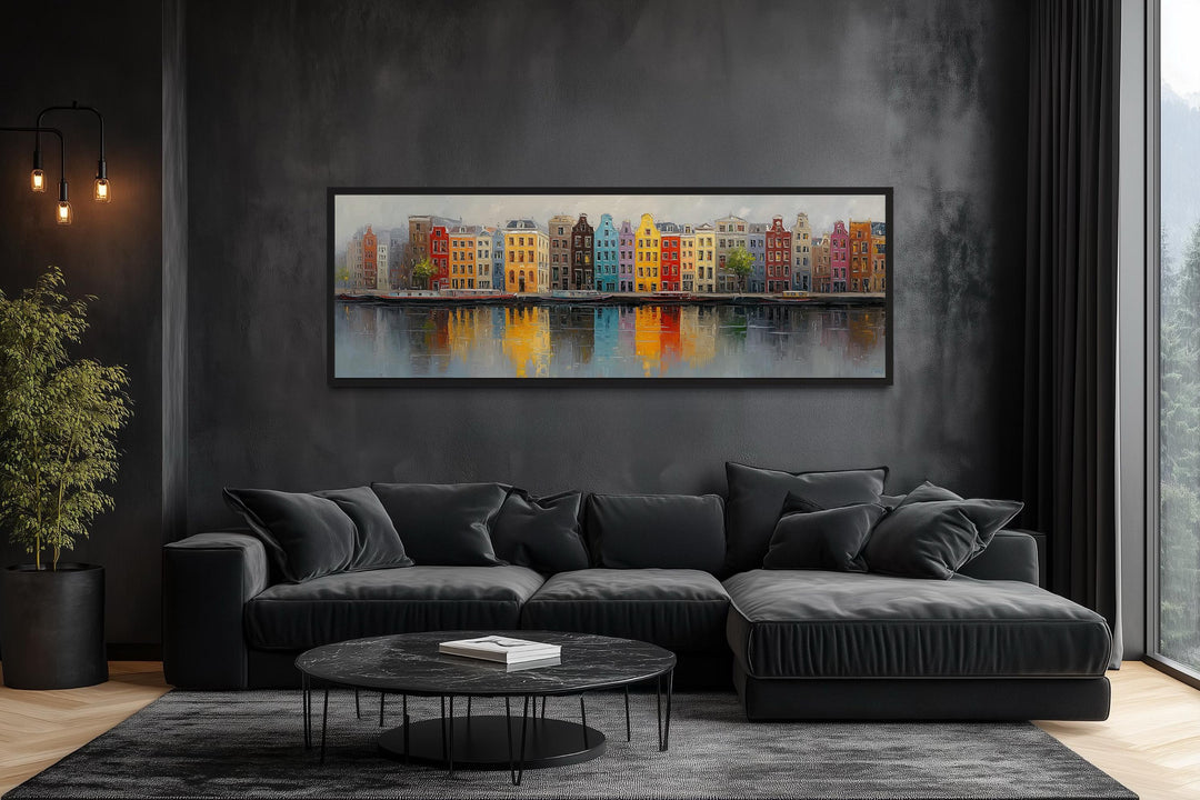 Amsterdam Canal Long Horizontal Canvas Wall Art