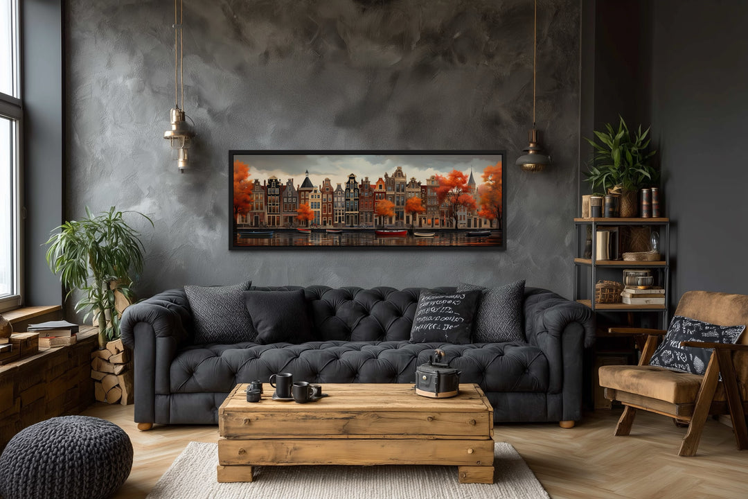 Amsterdam Canal Long Horizontal Canvas Wall Art
