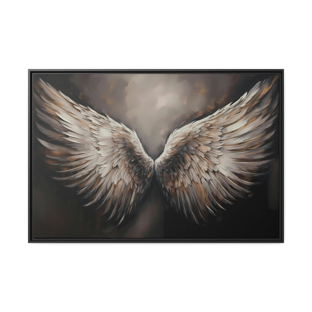 Angel Wings Brown Framed Canvas Wall Art