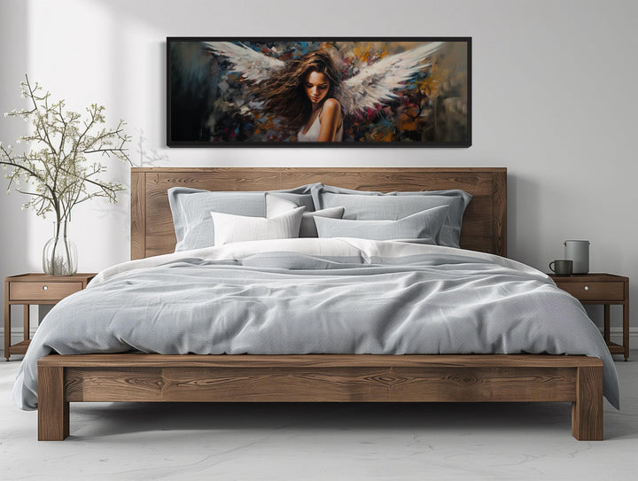 Angel Woman Long Horizontal Framed Canvas Wall Art