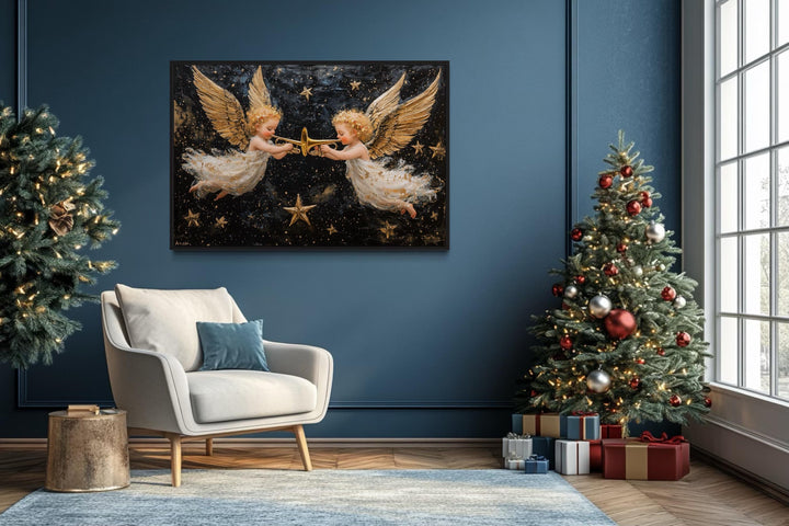 Angels Playing Trumpets Christmas Canvas Wall Art