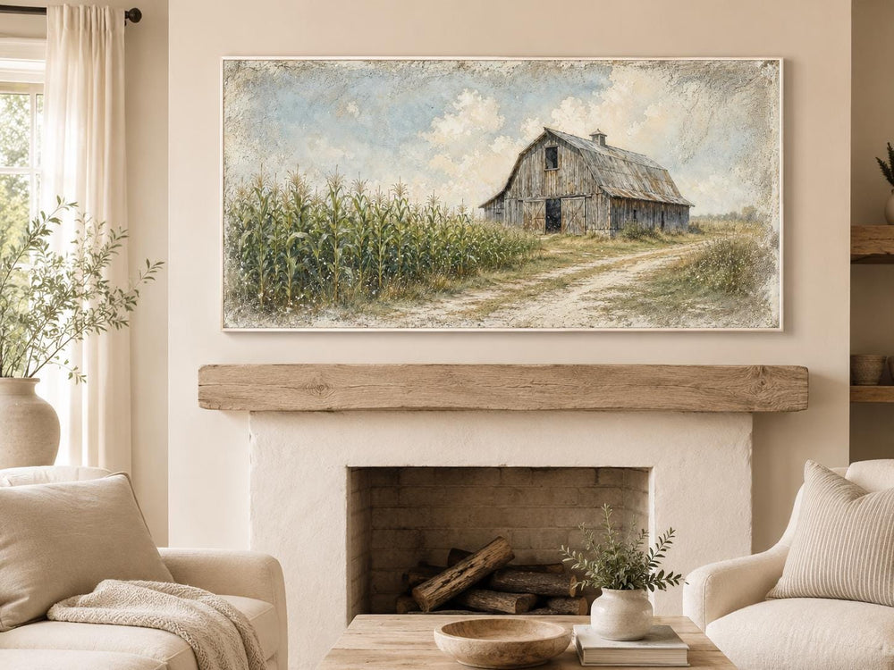 Antique Barn In Cornfield Wall Art - Vintage Barn Canvas Print | Rustic Farmhouse Decor