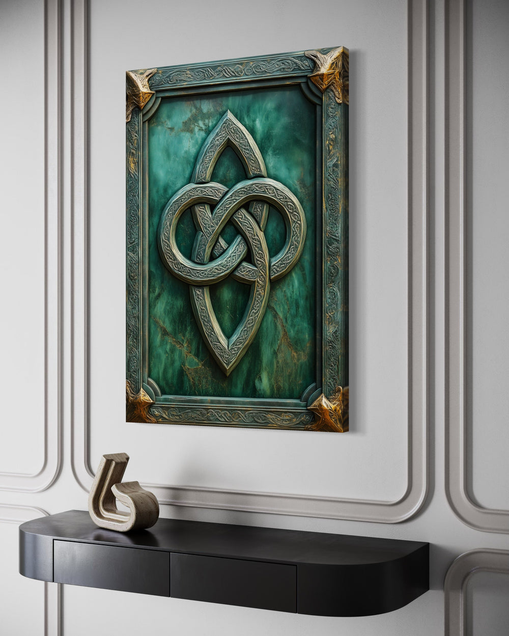 Antique Celtic Knot Framed Canvas Wall Art side view