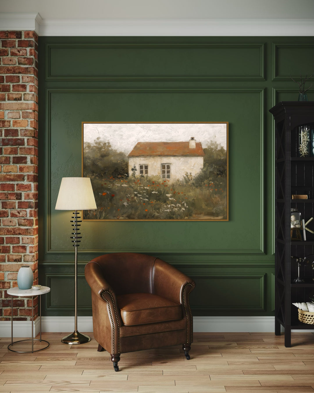 Antique European Floral Cottage Rustic Framed Canvas Wall Art