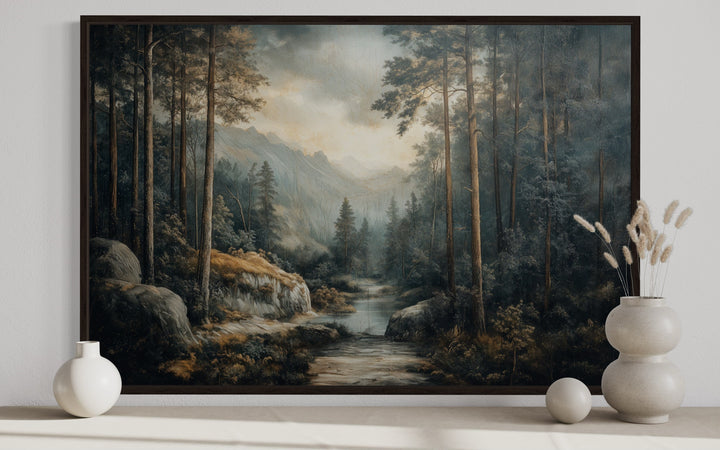 Antique Forest Framed Canvas Wall Art For Cabin Decor