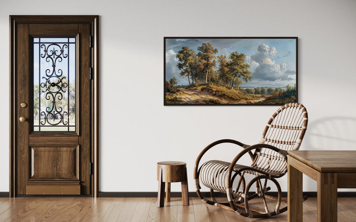 Antique Landscape Wall Art – Framed Canvas Art With Majestic Trees For Traditional Home Decor