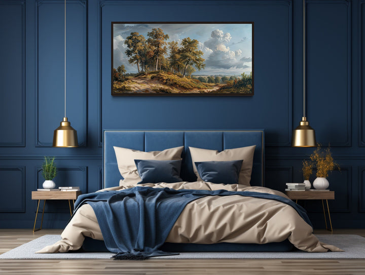 Antique Landscape Wall Art – Framed Canvas Art With Majestic Trees For Traditional Home Decor