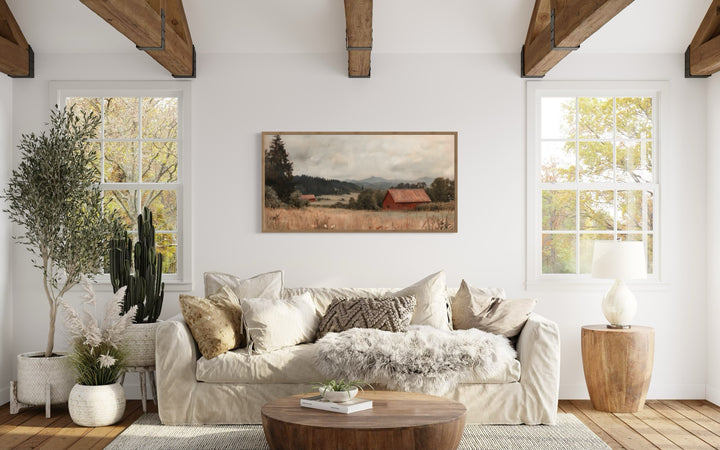 Antique Red Barn Art - Rustic Farmhouse Canvas Print | Framed Vintage Wall Decor