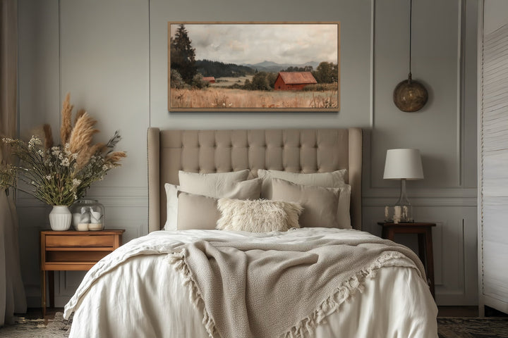 Antique Red Barn Art - Rustic Farmhouse Canvas Print | Framed Vintage Wall Decor