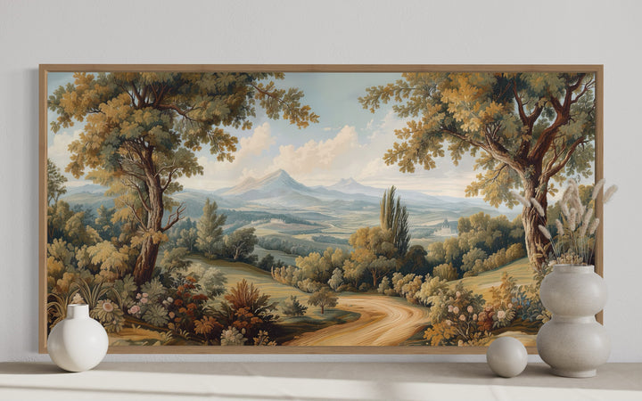 Antique Tapestry Wall Art – Framed Landscape Canvas With Classic European Style