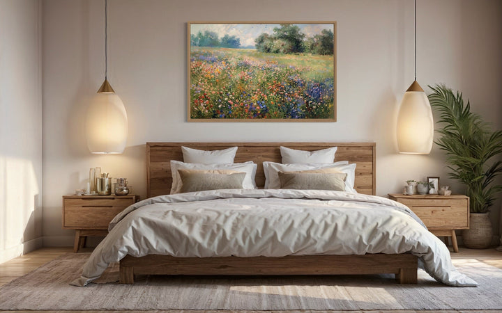 Antique Wildflowers Meadow Farmhouse Framed Canvas Wall Art