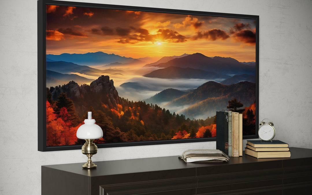 Appalachian Mountains Sunset Framed Canvas Wall Art