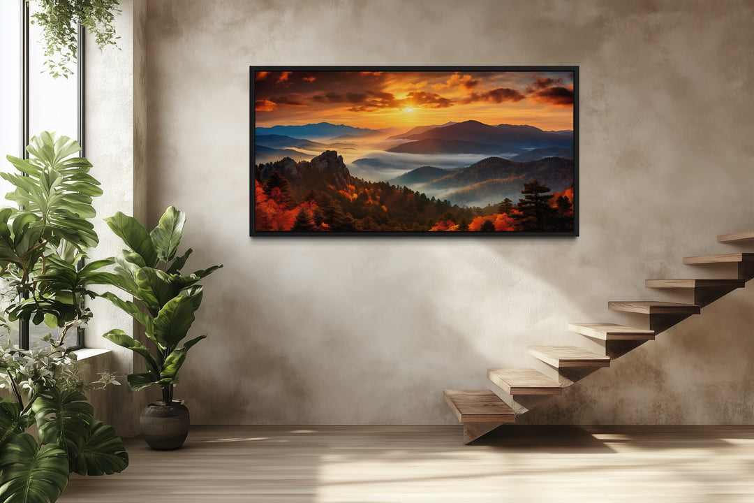Appalachian Mountains Sunset Framed Canvas Wall Art