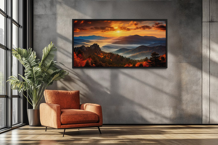 Appalachian Mountains Sunset Framed Canvas Wall Art