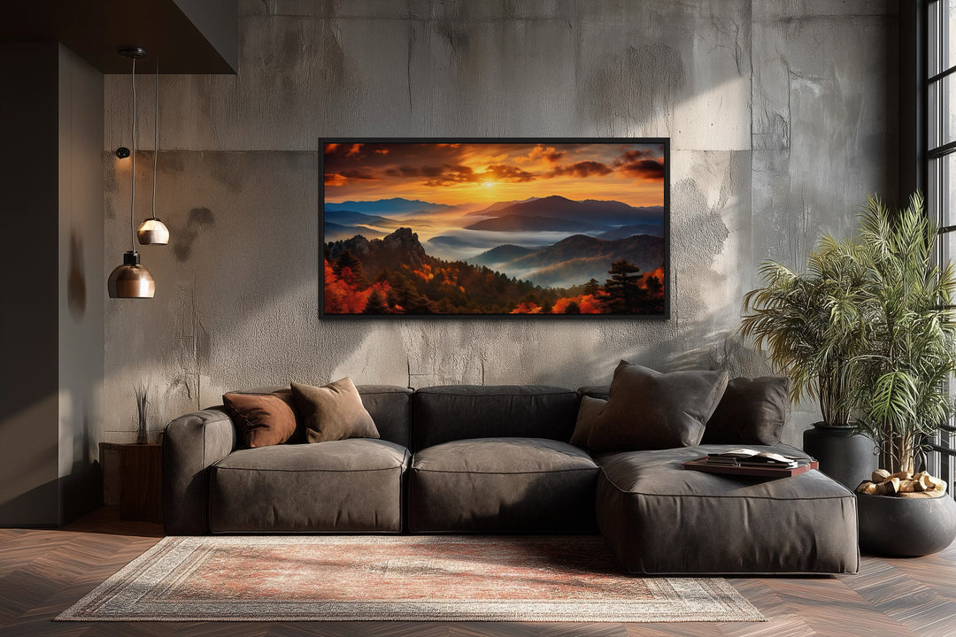 Appalachian Mountains Sunset Framed Canvas Wall Art