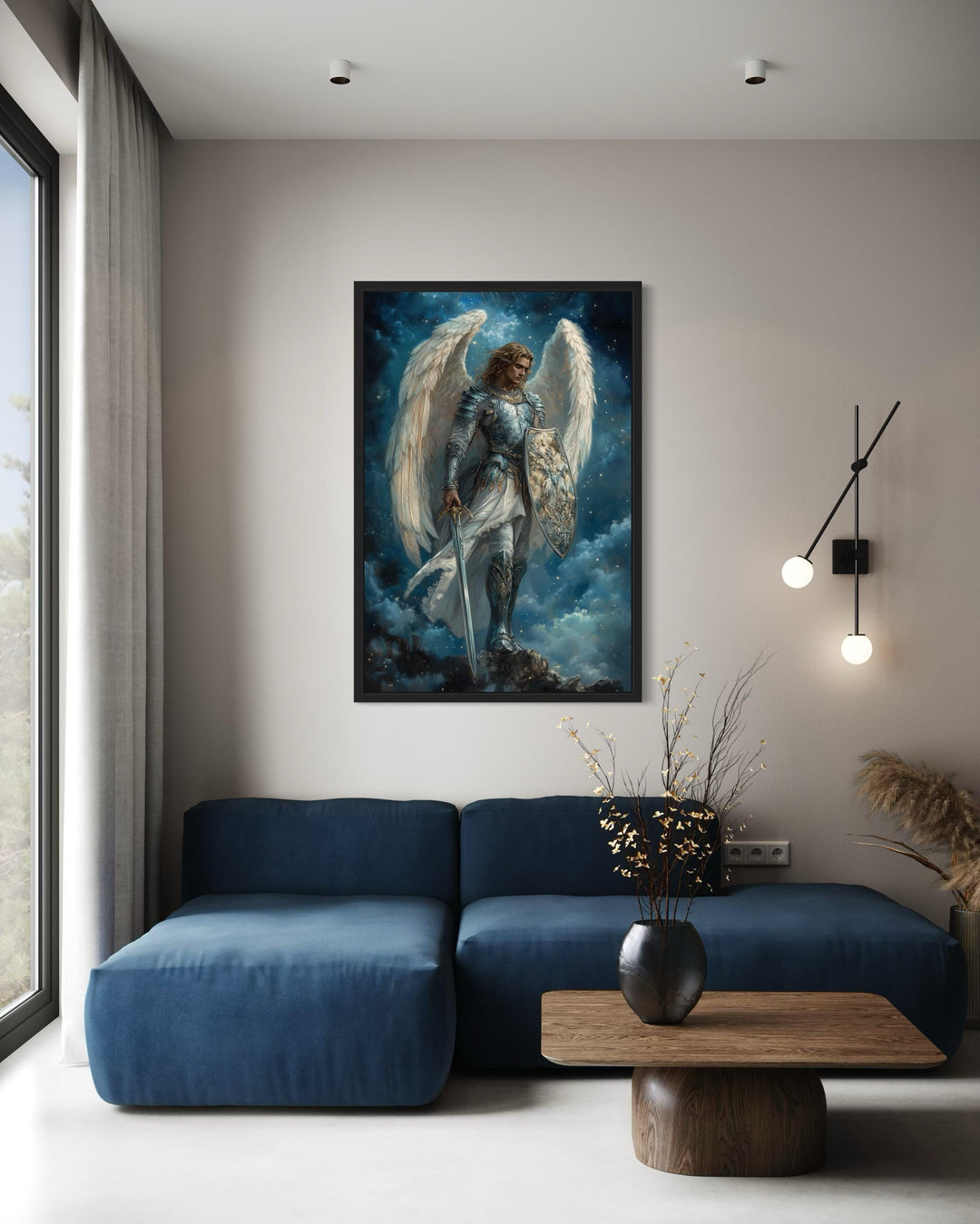 Archangel Michael With Sword and Shield Christian Canvas Wall Art