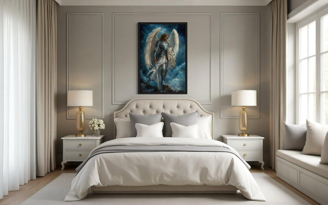 Archangel Michael With Sword and Shield Christian Canvas Wall Art
