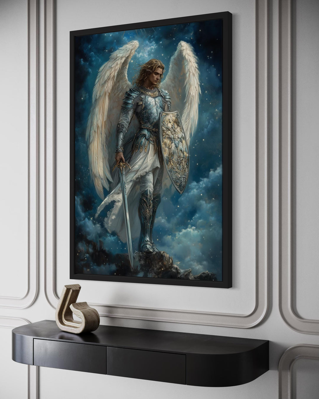 Archangel Michael With Sword and Shield Christian Canvas Wall Art