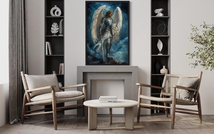 Archangel Michael With Sword and Shield Christian Canvas Wall Art