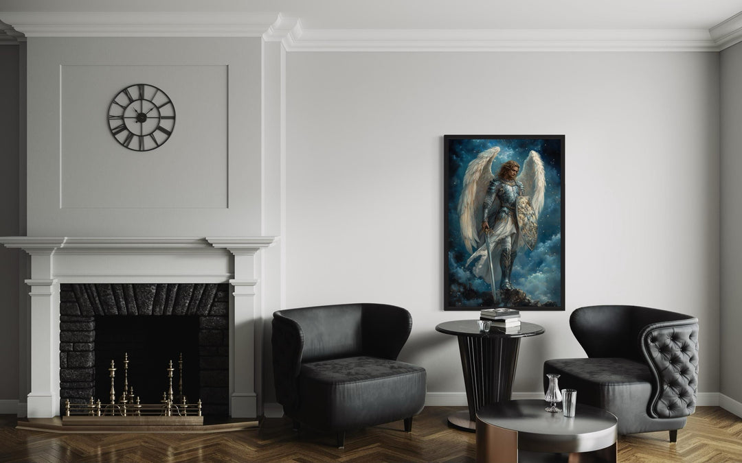 Archangel Michael With Sword and Shield Christian Canvas Wall Art