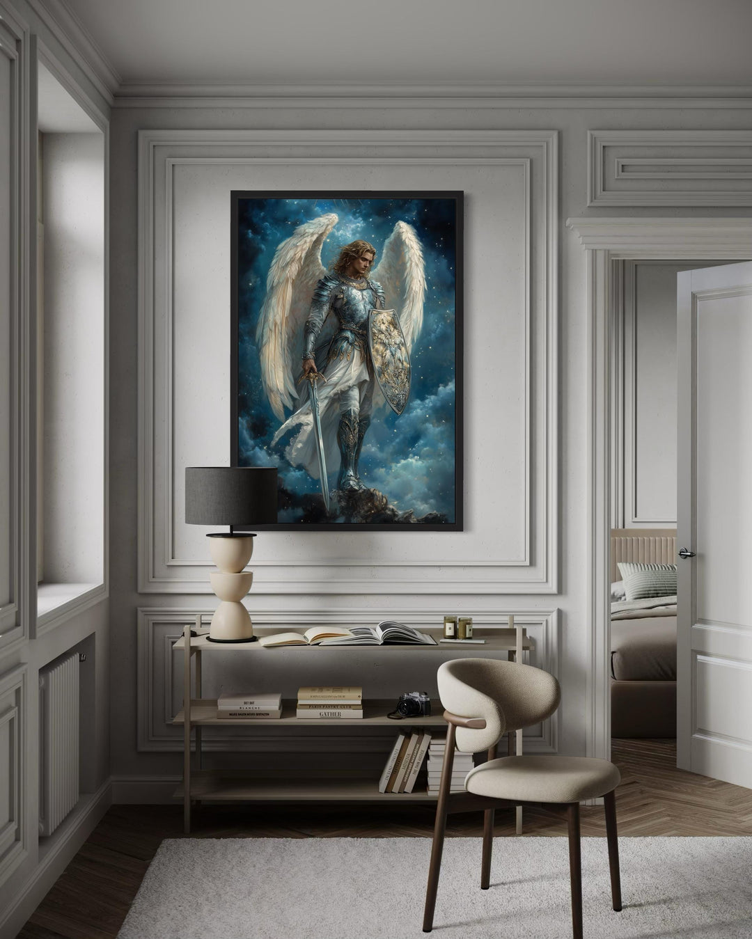 Archangel Michael With Sword and Shield Christian Canvas Wall Art
