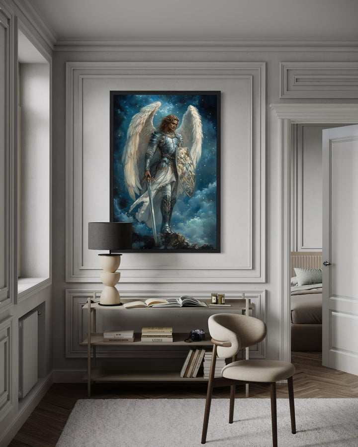 Archangel Michael With Sword and Shield Christian Canvas Wall Art