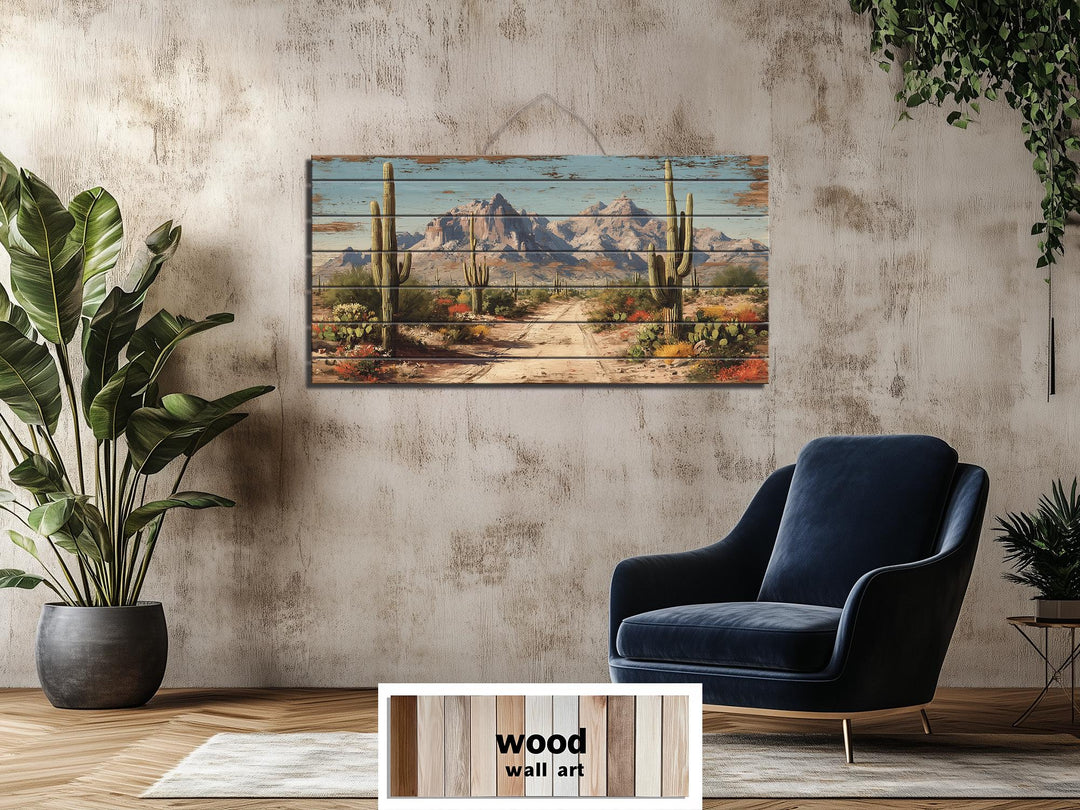 Arizona Desert Distressed Wood Wall Art