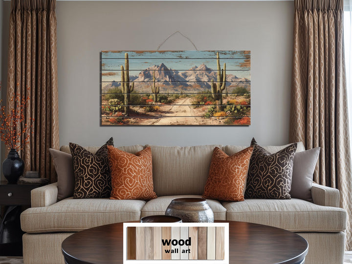 Arizona Desert Distressed Wood Wall Art