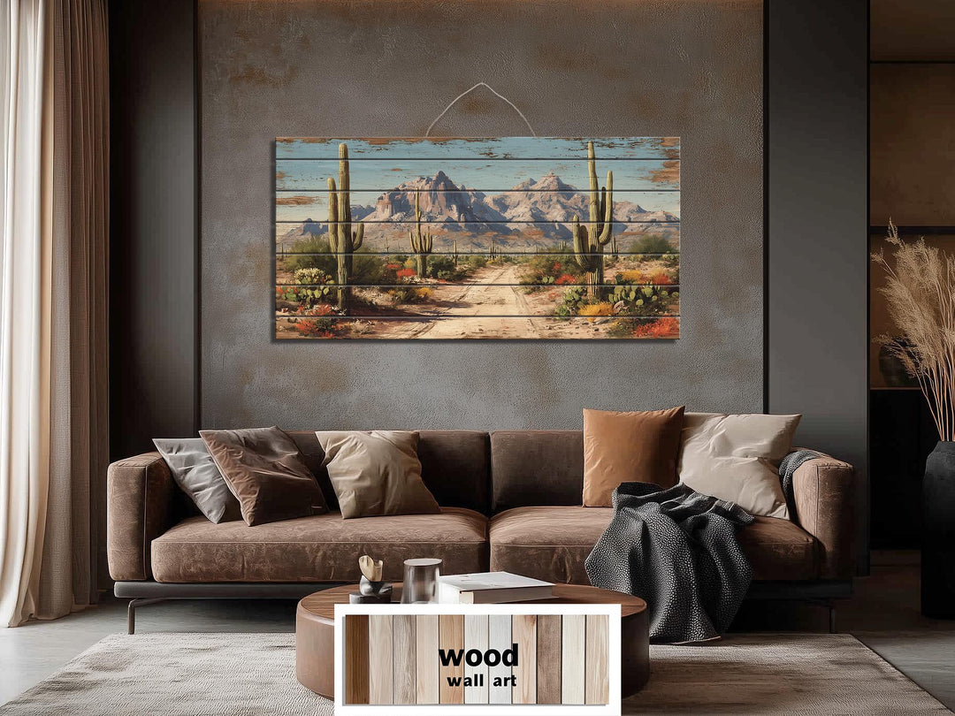 Arizona Desert Distressed Wood Wall Art