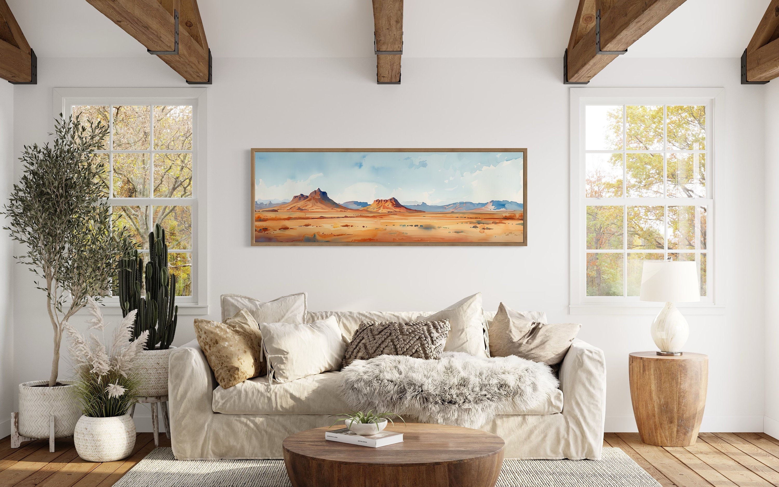 Arizona Desert Landscape Framed Canvas Wall Art | Minimalist Decor