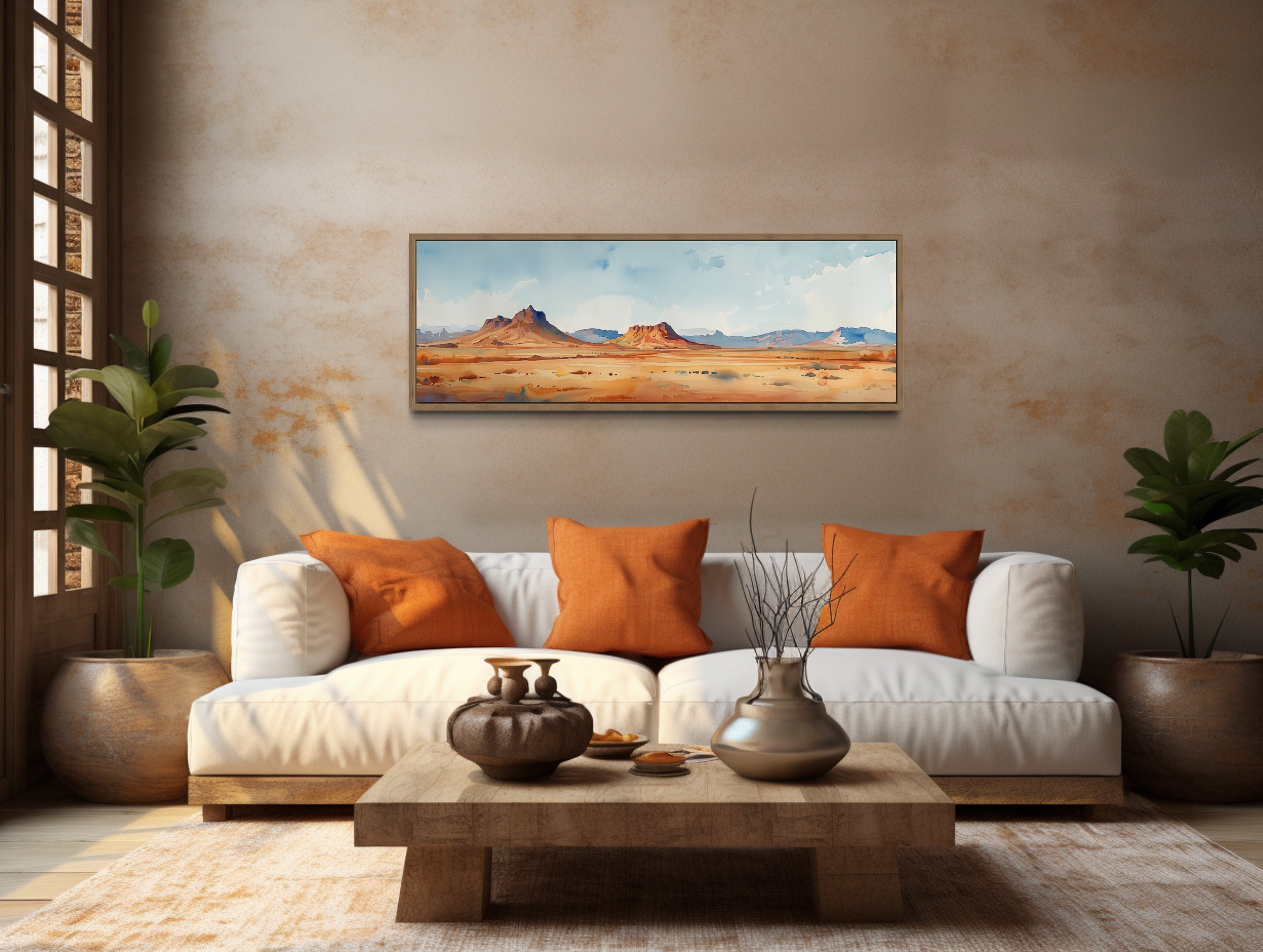 Arizona Desert Landscape Framed Canvas Wall Art | Minimalist Decor