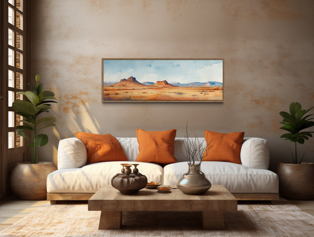 Arizona Desert Landscape Minimalist Horizontal Framed Canvas Wall Art