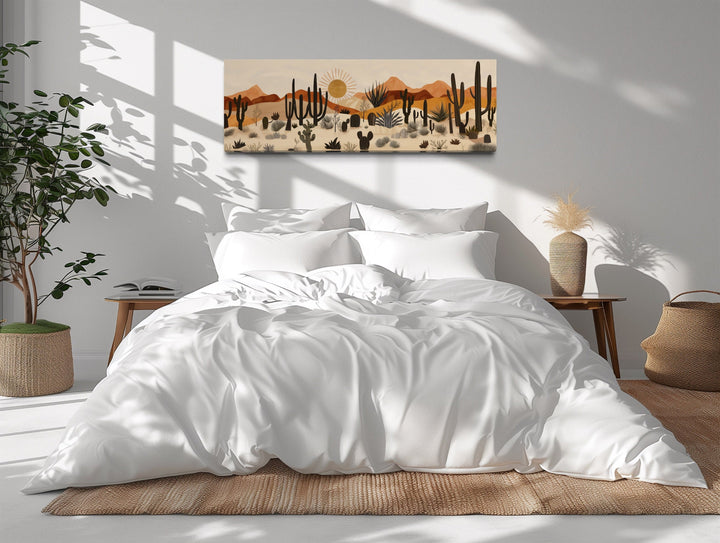 Arizona Desert Mid Century Modern Cactus Landscape Horizontal Canvas Wall Art