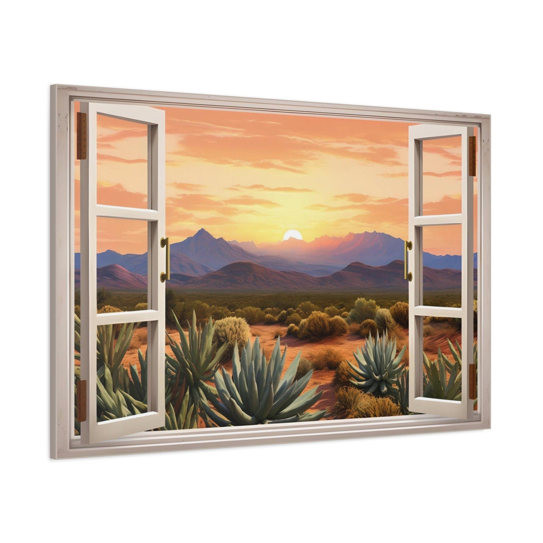 Arizona Desert Open Window View Framed Canvas Wall Art