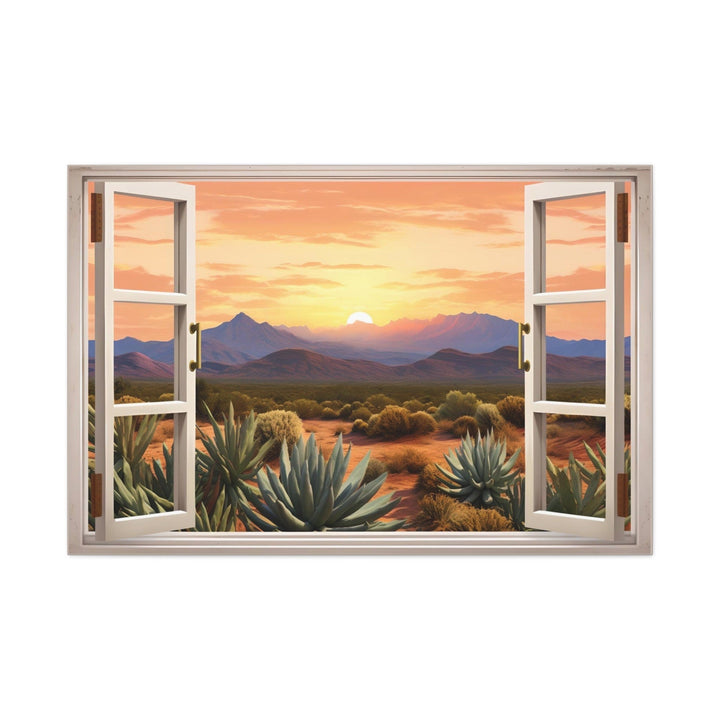 Arizona Desert Open Window View Framed Canvas Wall Art