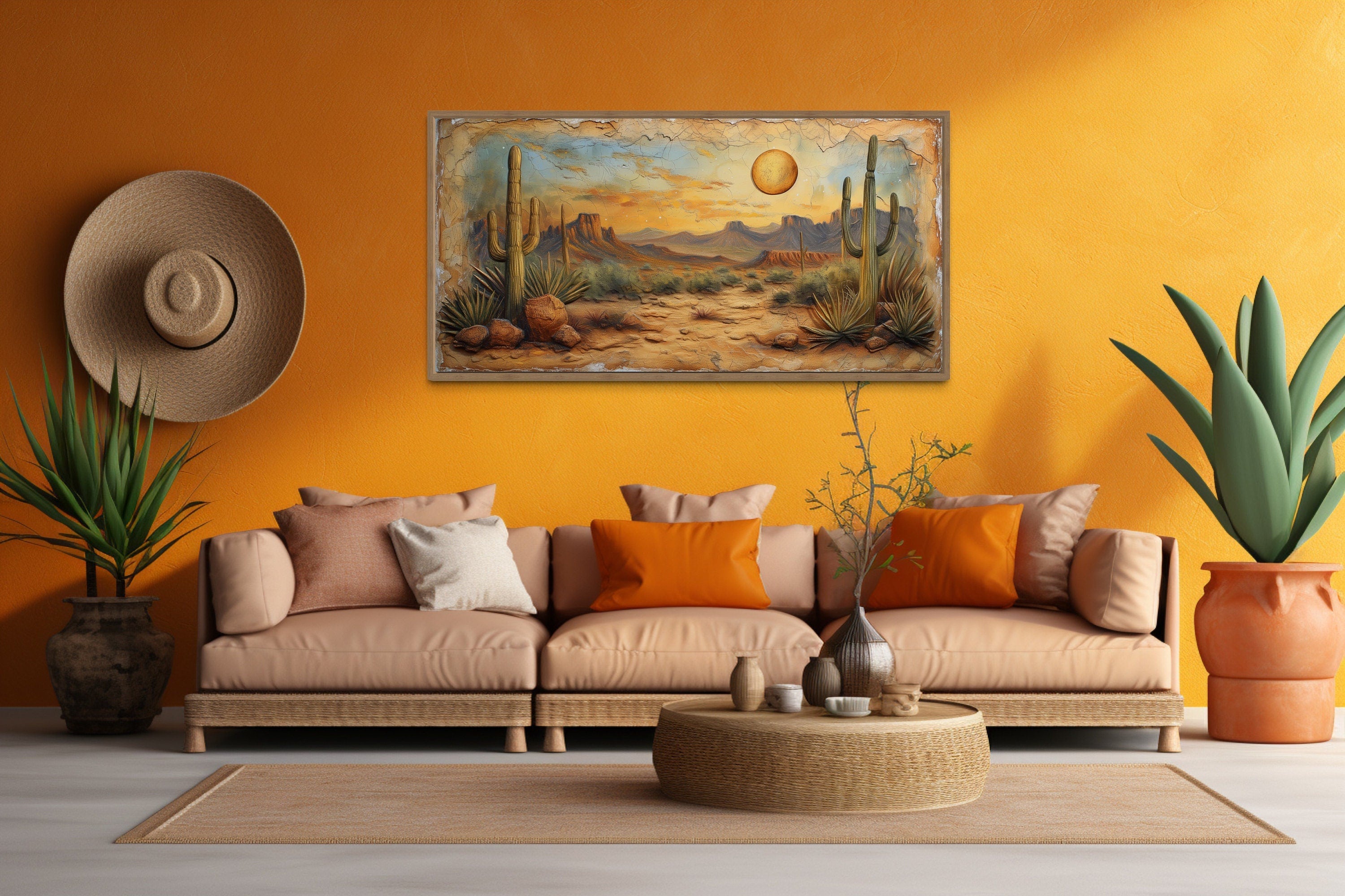 Arizona Desert Cacti Canvas Art | Rustic Southwest Wall Decor