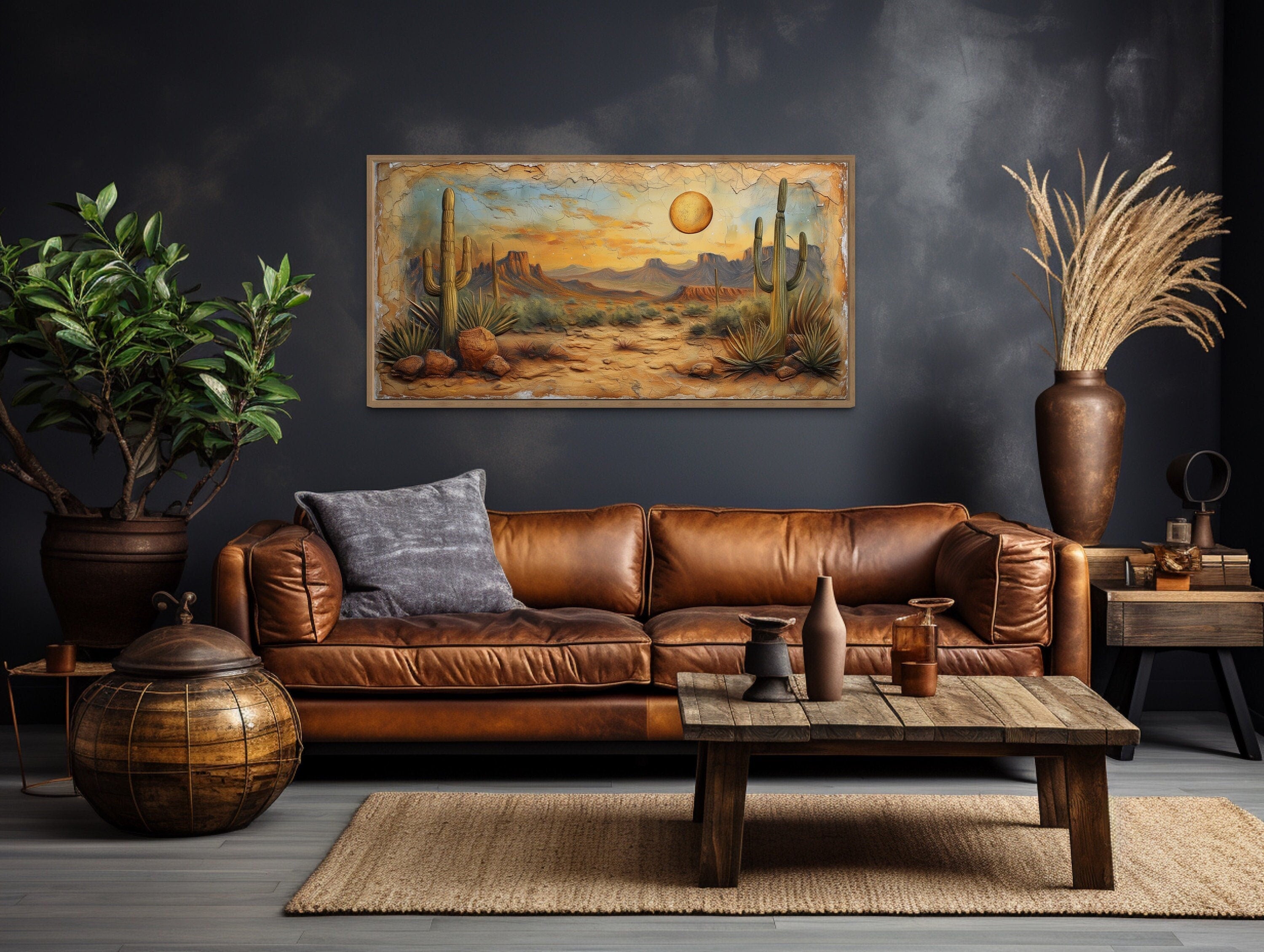 Arizona Desert Cacti Canvas Art | Rustic Southwest Wall Decor