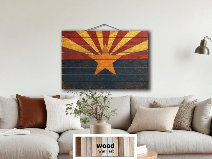 Arizona Flag Distressed Wood Wall Art